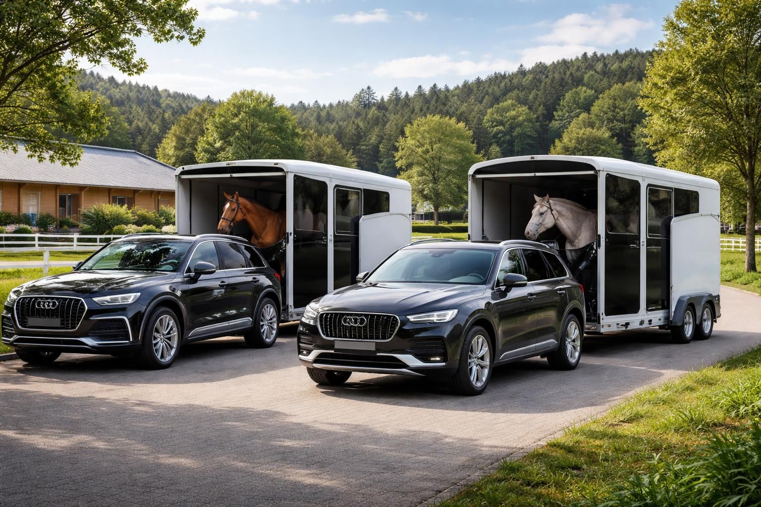 découvrez comment transporter vos chevaux en toute sécurité avec les suv tracteurs audi q7 et volvo xc90, idéaux pour les centres équestres modernes alliant confort et performance.
